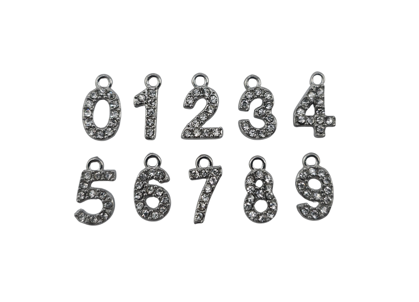 Rhinestone Number Charm Set 0-9