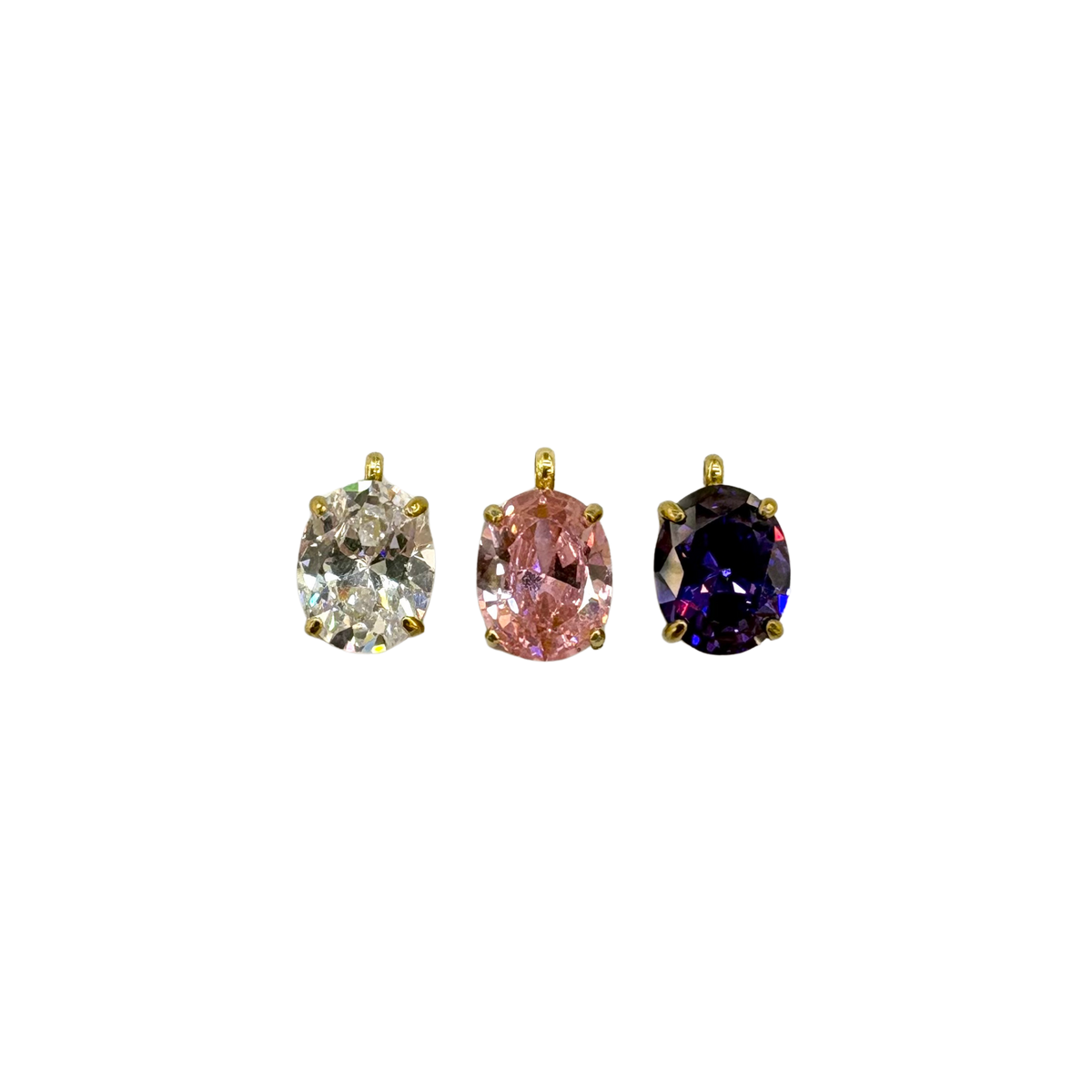 Oval CZ Prong Set Charm