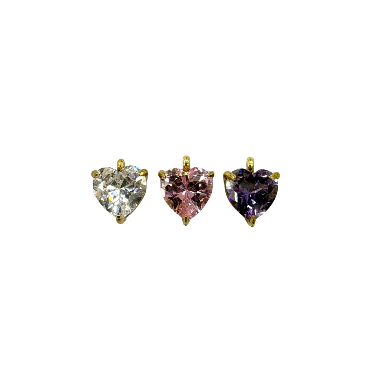 Heart CZ Prong Set Charm