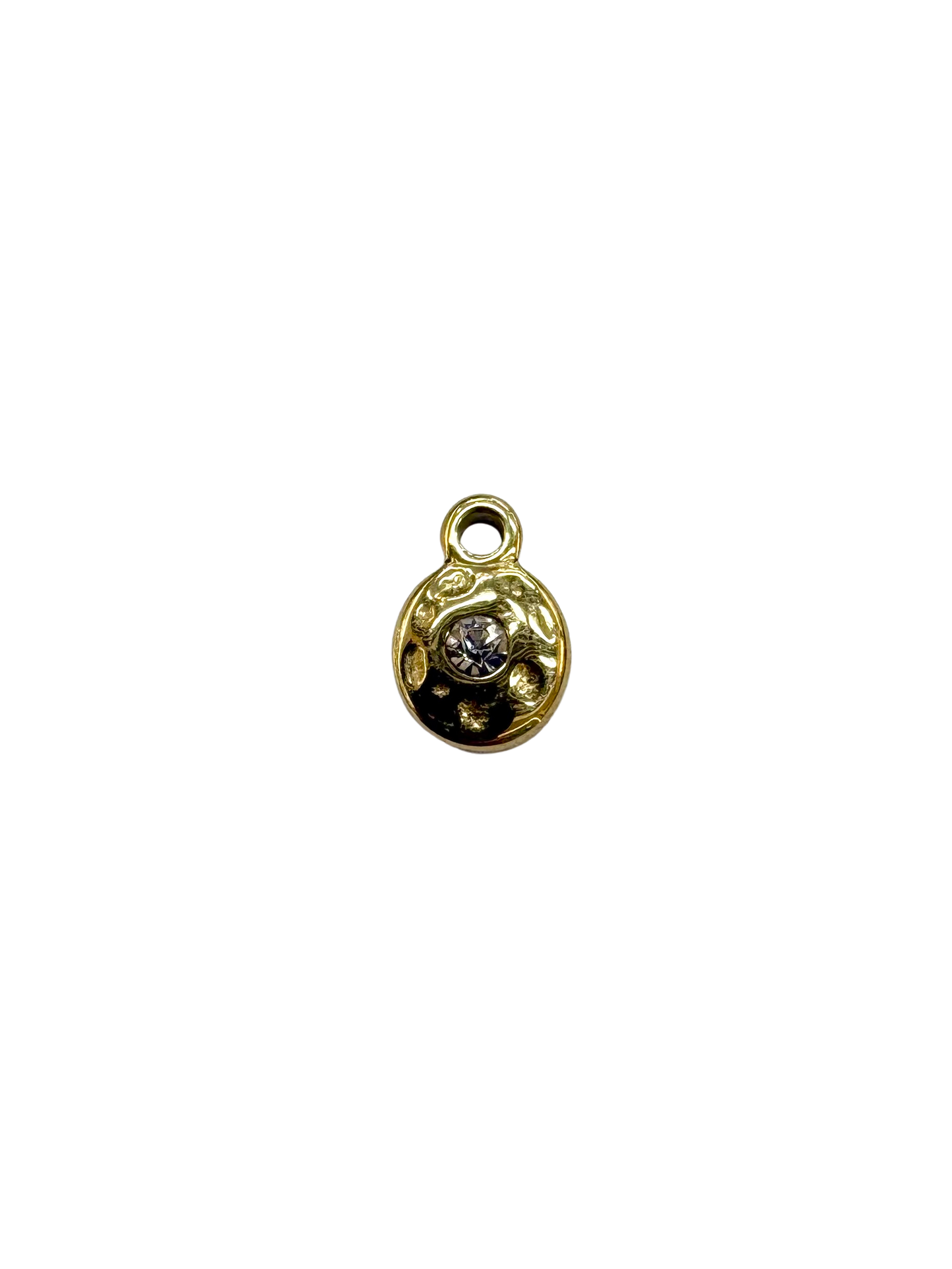 Hammered Dainty Stone Charm