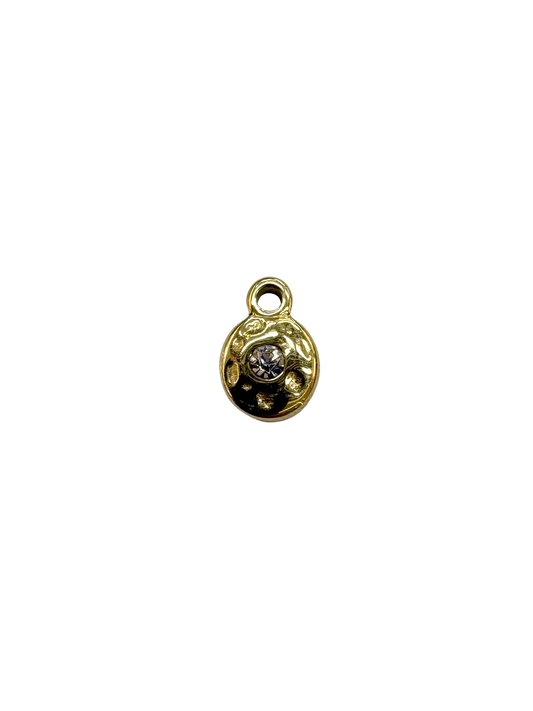 Hammered Dainty Stone Charm
