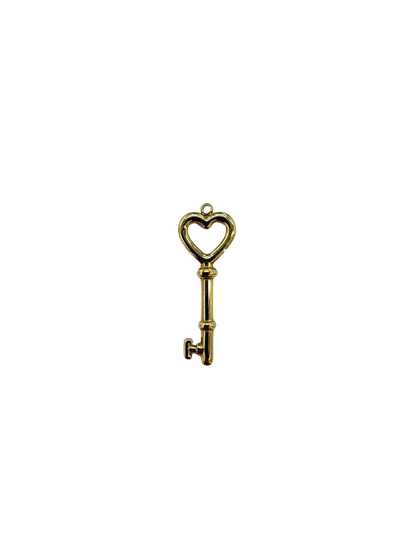 Heart Shaped Skeleton Key Charm