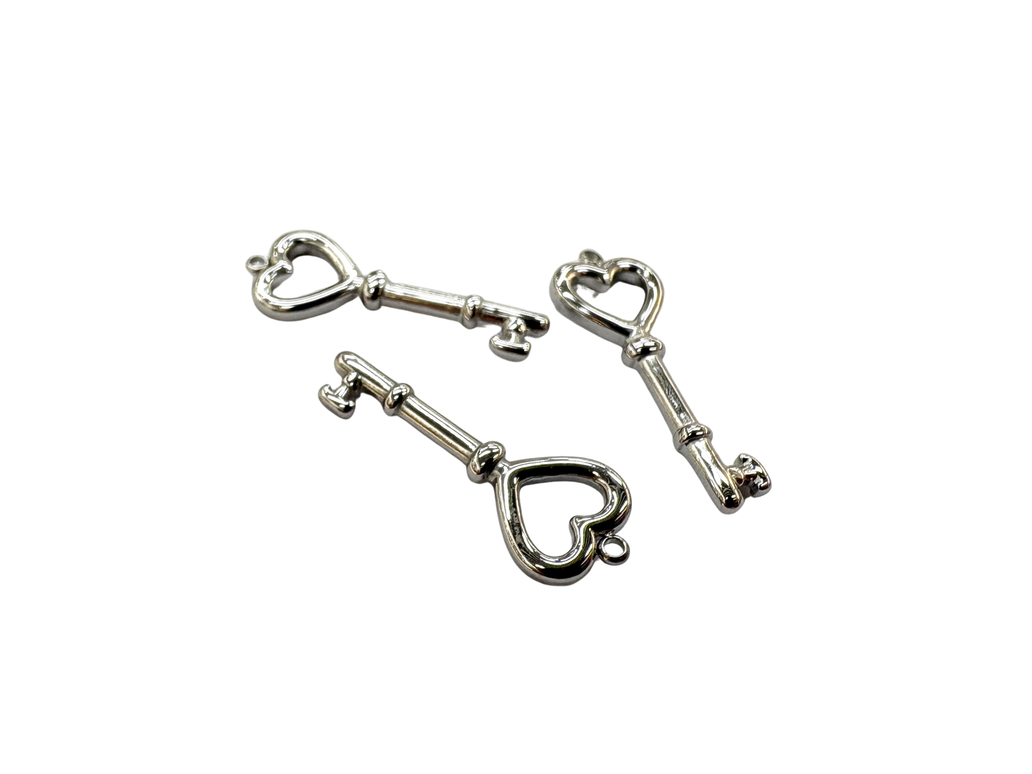 Heart Shaped Skeleton Key Charm