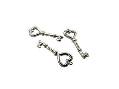Heart Shaped Skeleton Key Charm