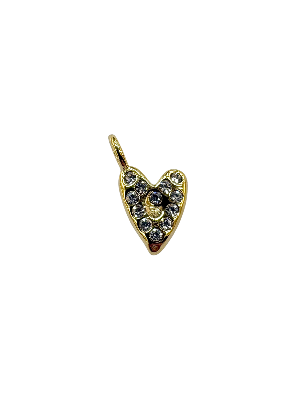 Lost Wax Style Rhinestone Heart Charm