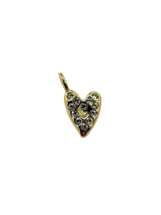 Lost Wax Style Rhinestone Heart Charm