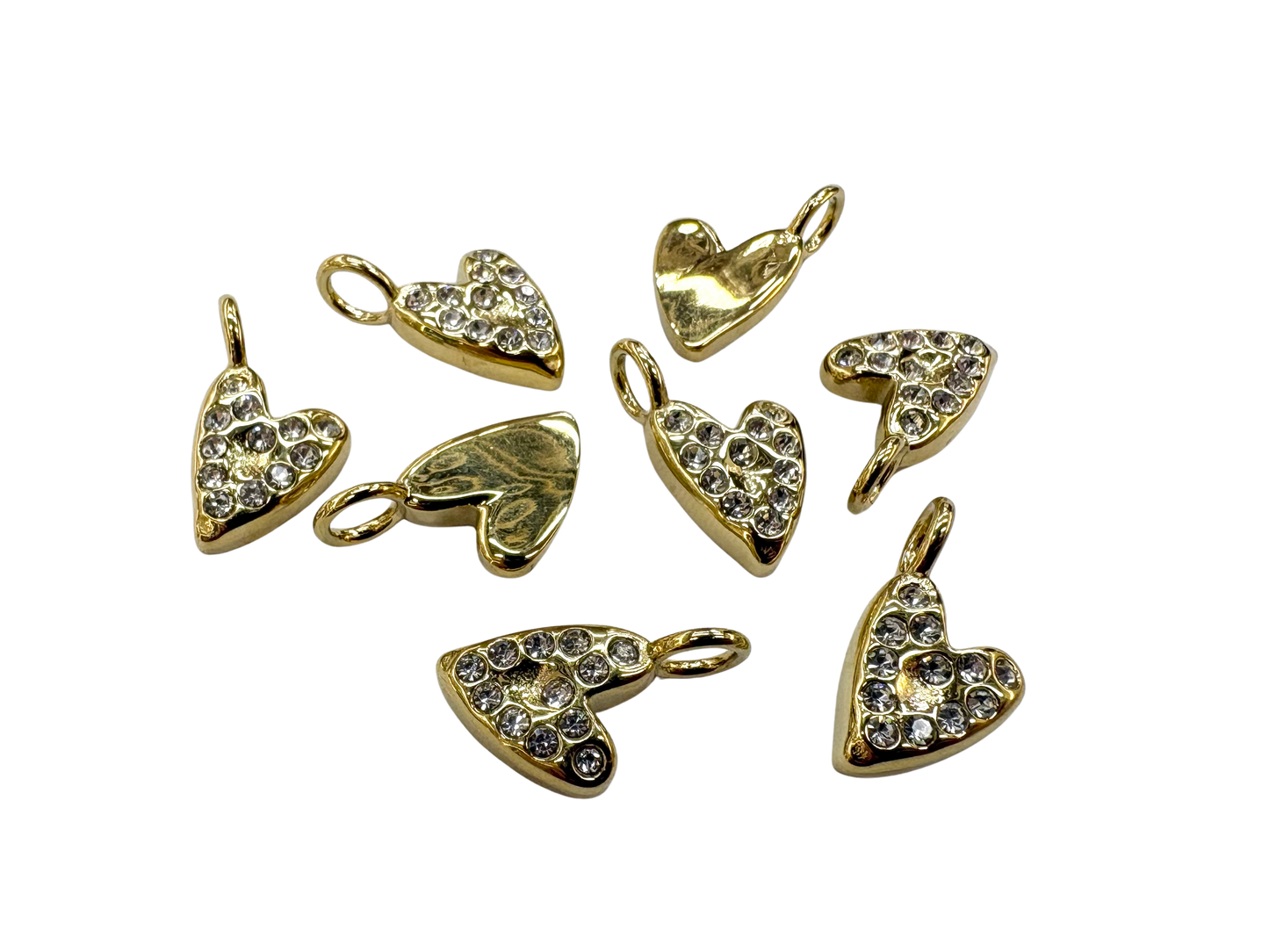 Lost Wax Style Rhinestone Heart Charm
