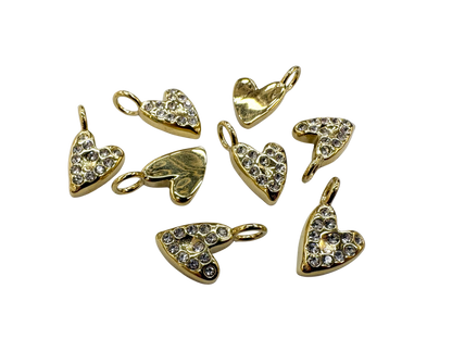 Lost Wax Style Rhinestone Heart Charm
