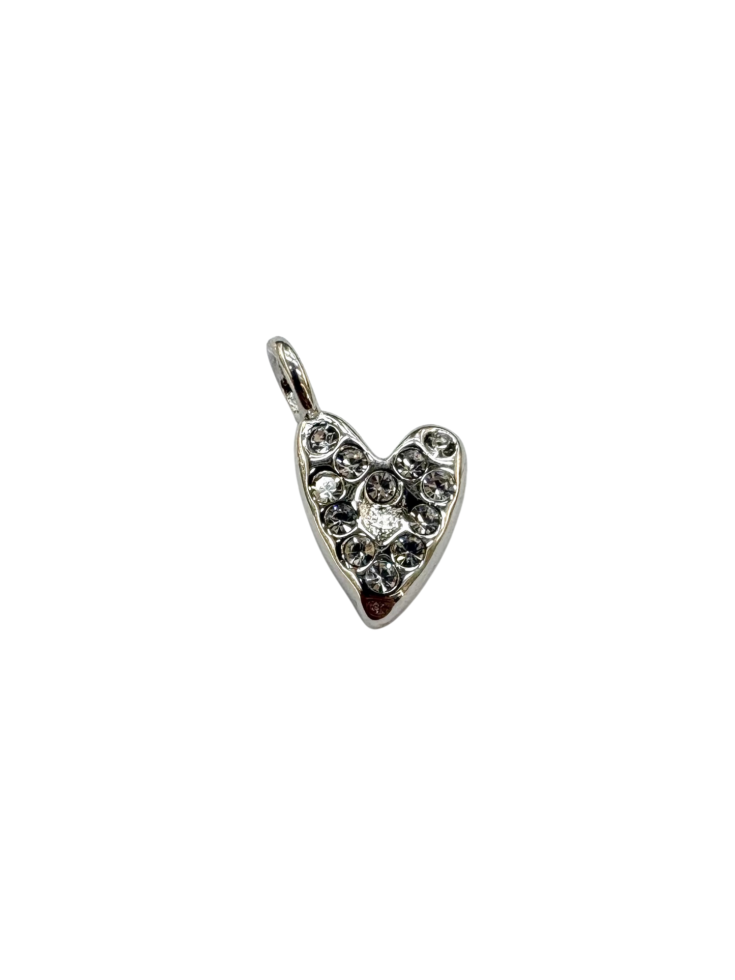 Lost Wax Style Rhinestone Heart Charm
