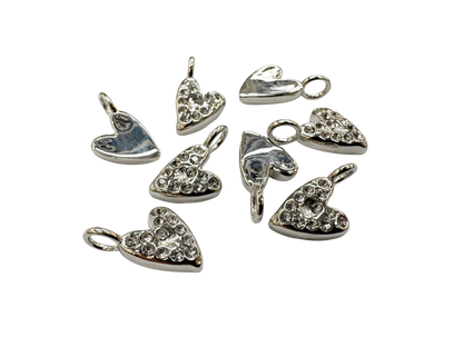 Lost Wax Style Rhinestone Heart Charm
