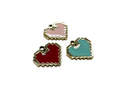 Pixel Enamel Heart Charm