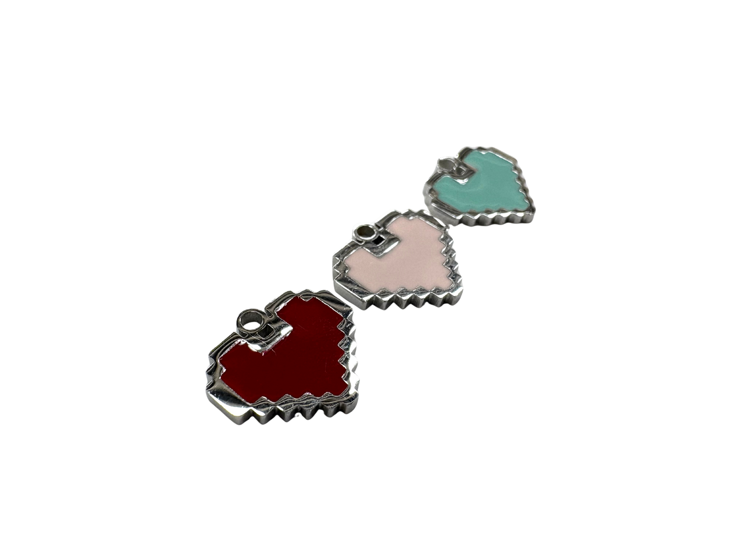 Pixel Enamel Heart Charm