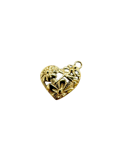 Floral Cut Out Heart Charm
