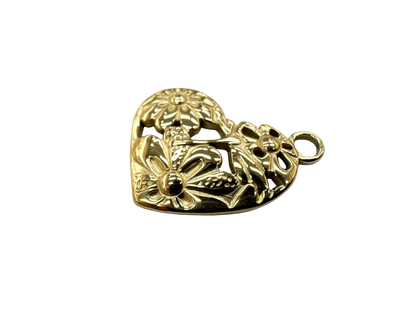 Floral Cut Out Heart Charm