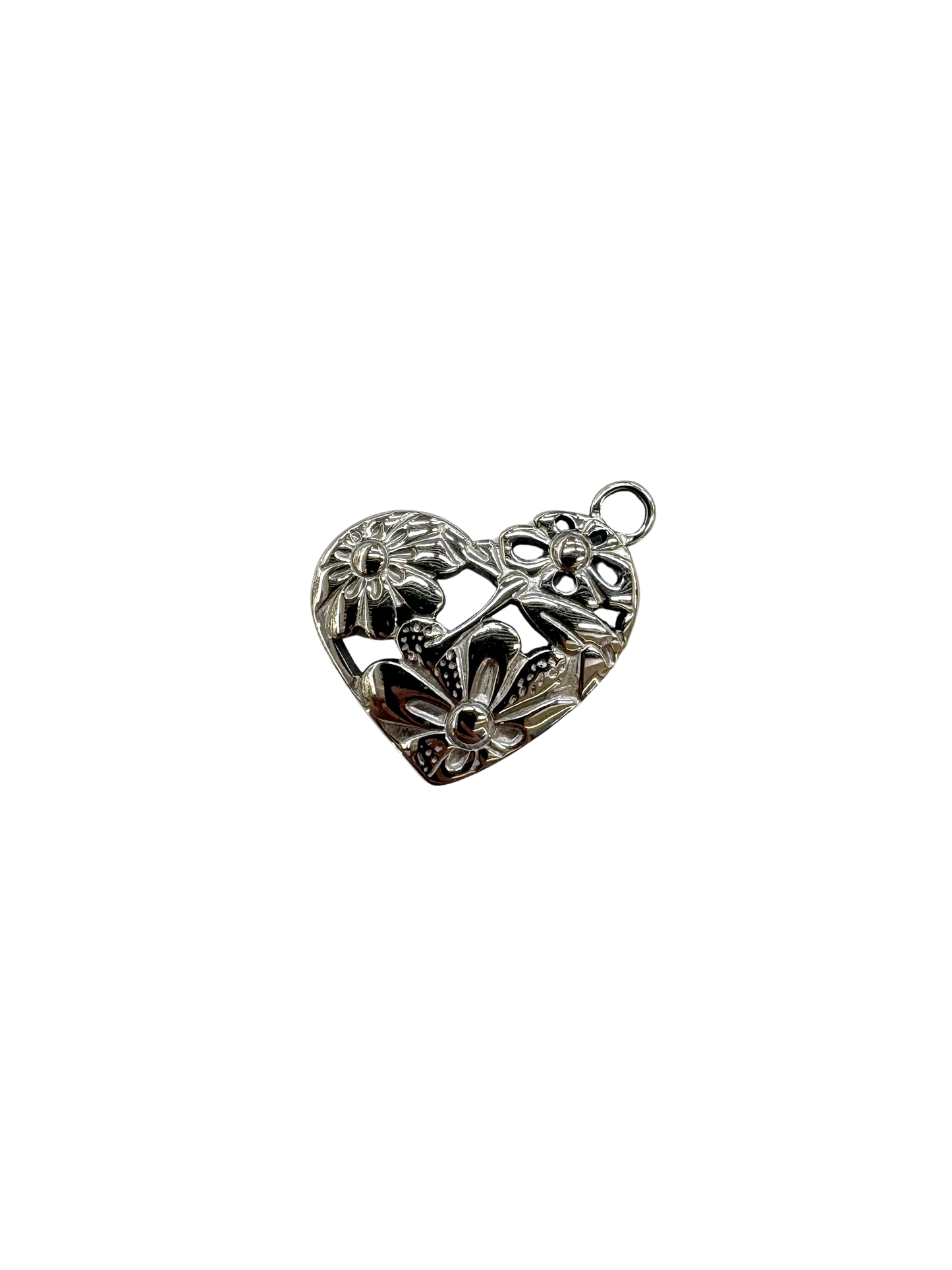 Floral Cut Out Heart Charm