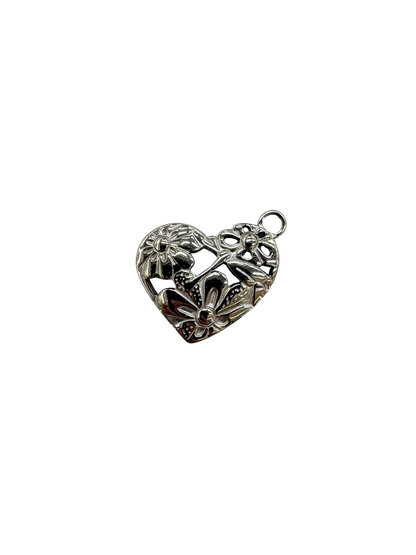 Floral Cut Out Heart Charm
