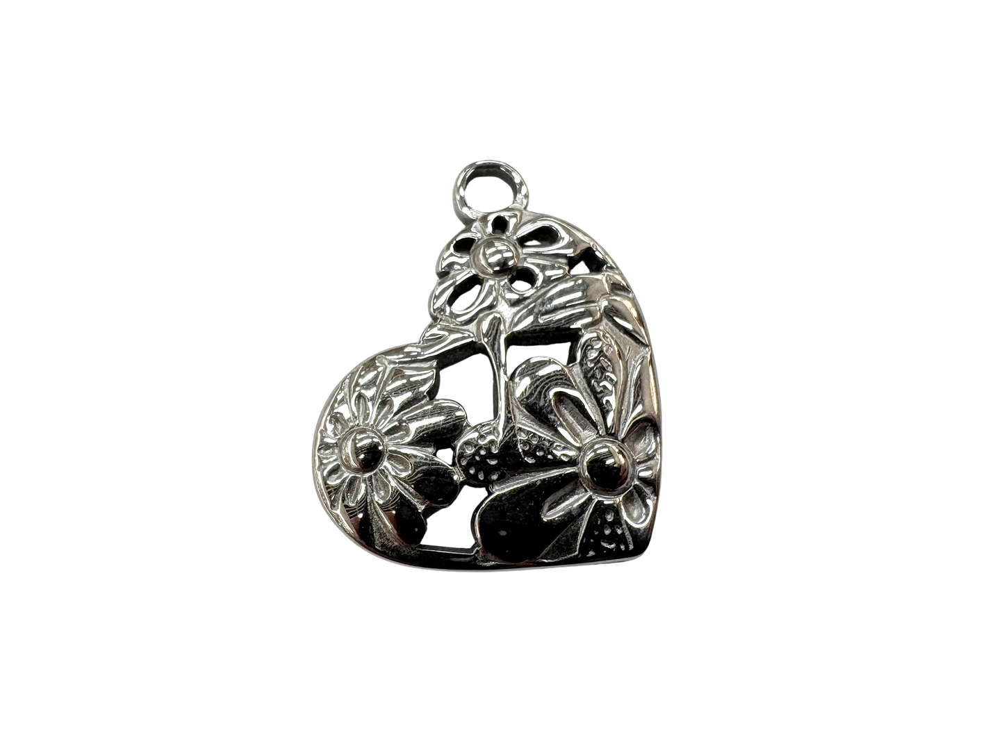 Floral Cut Out Heart Charm