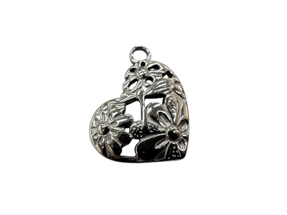 Floral Cut Out Heart Charm