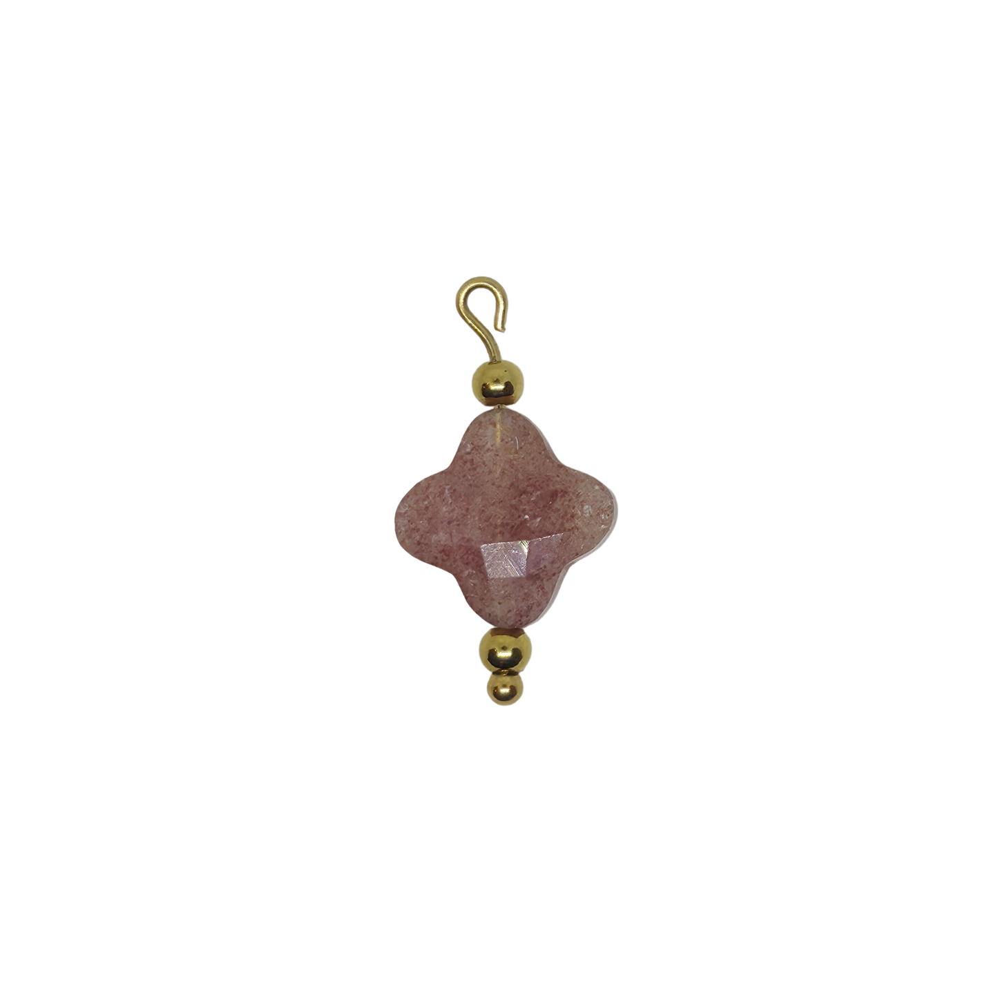 Strawberry Quartz Clover Gemstone Charm
