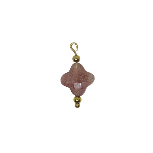 Strawberry Quartz Clover Gemstone Charm