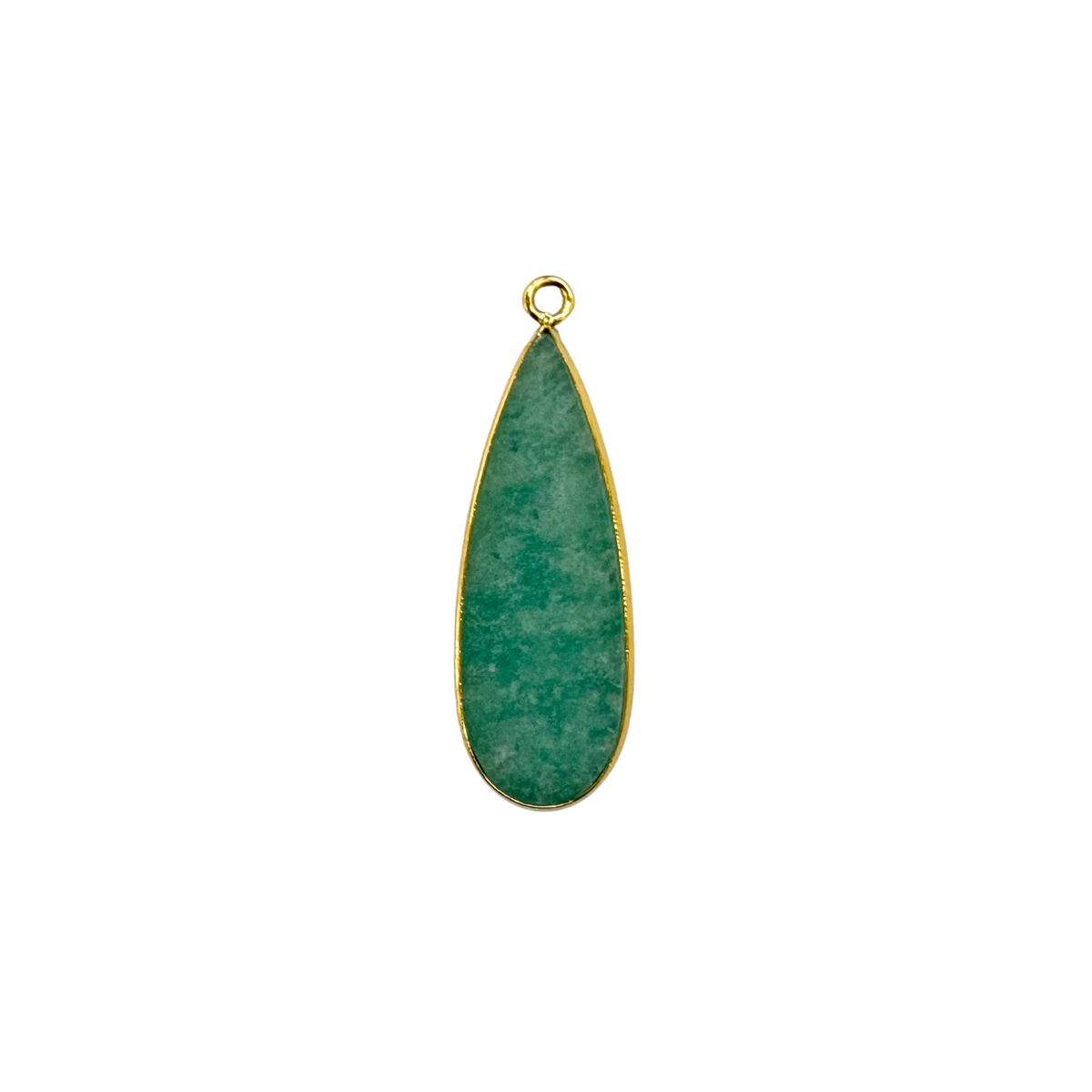 Teardrop Amazonite Stone Bezeled Pendant